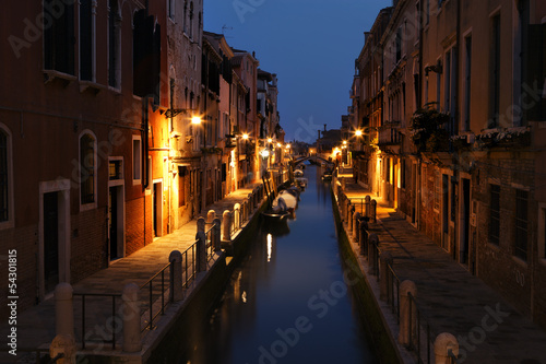 Venice canal at night