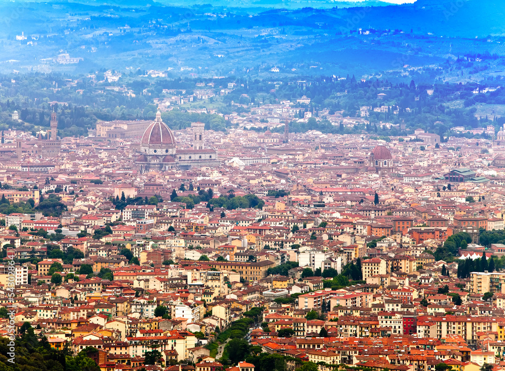 Italy. Florence. View of the city on top