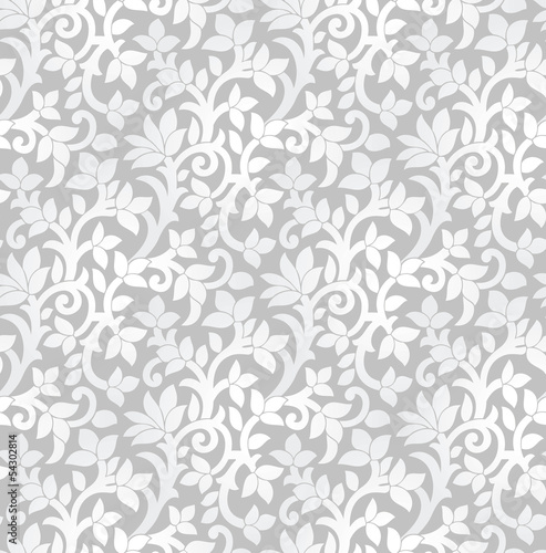 Seamless luxurious silver floral wallpaper