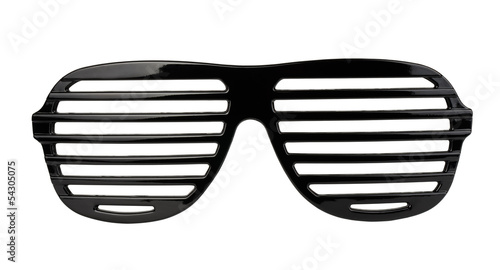 Black plastic shutter shades sunglasses