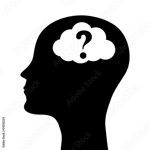 Human head silhouette with a question mark. vector