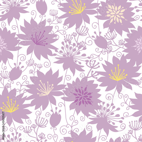 Vector purple shadow florals seamless pattern background with