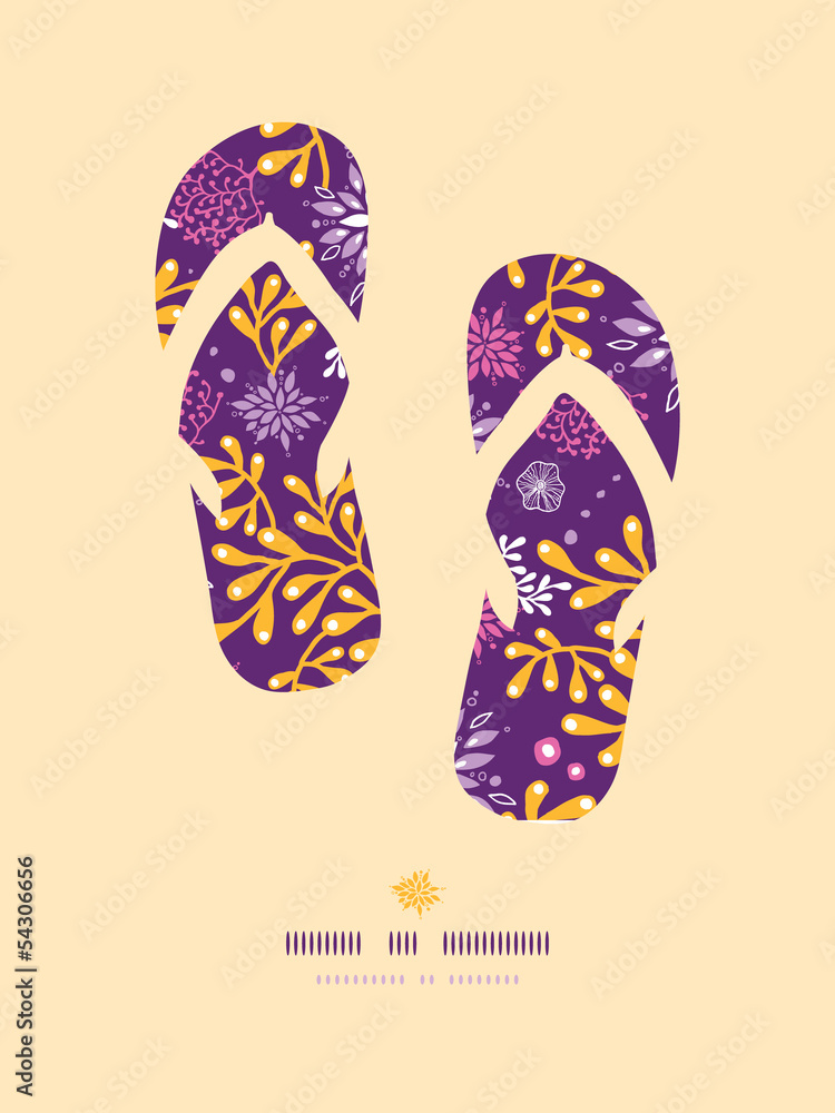 Vector purple and gold underwater plants flip flops pattern Vector purple and gold underwater plants flip flops pattern