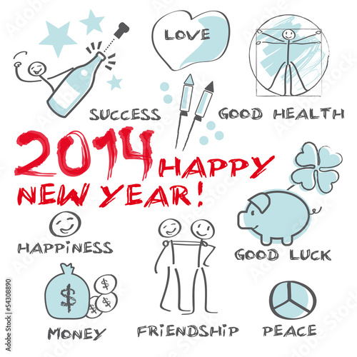 2014 Happy New Year Greeting Card