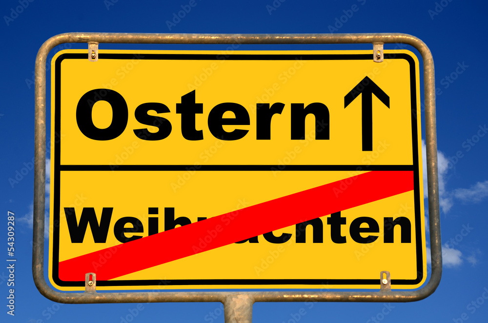 Fototapeta premium Schild Weihnachten Ostern