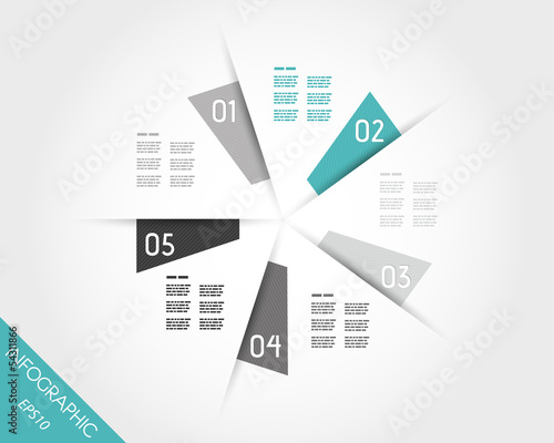 turquoise infographic circle from trapeziums