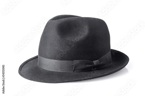 black male felt hat isolated on white background photo