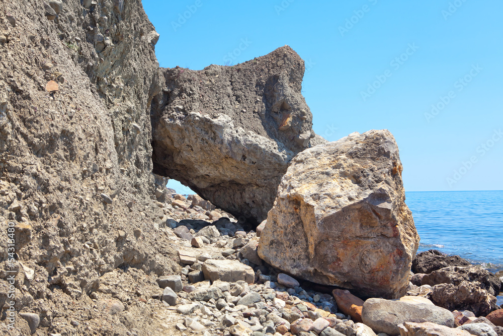 rockfall on the beach