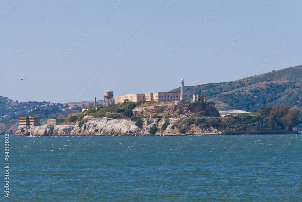 Alcatraz island in San Francisco bay, California with former pri