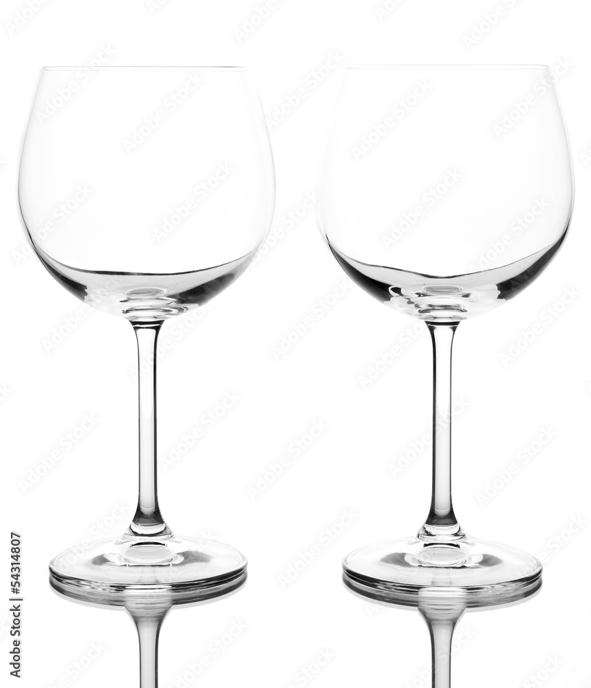 Empty wine glasses arranged and isolated on white Empty wine glasses arranged and isolated on white