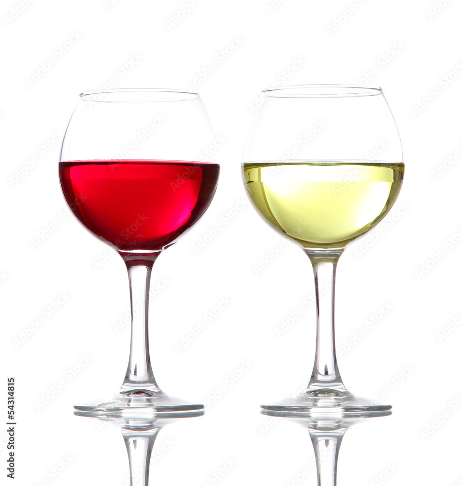 Glasses of wine isolated on white