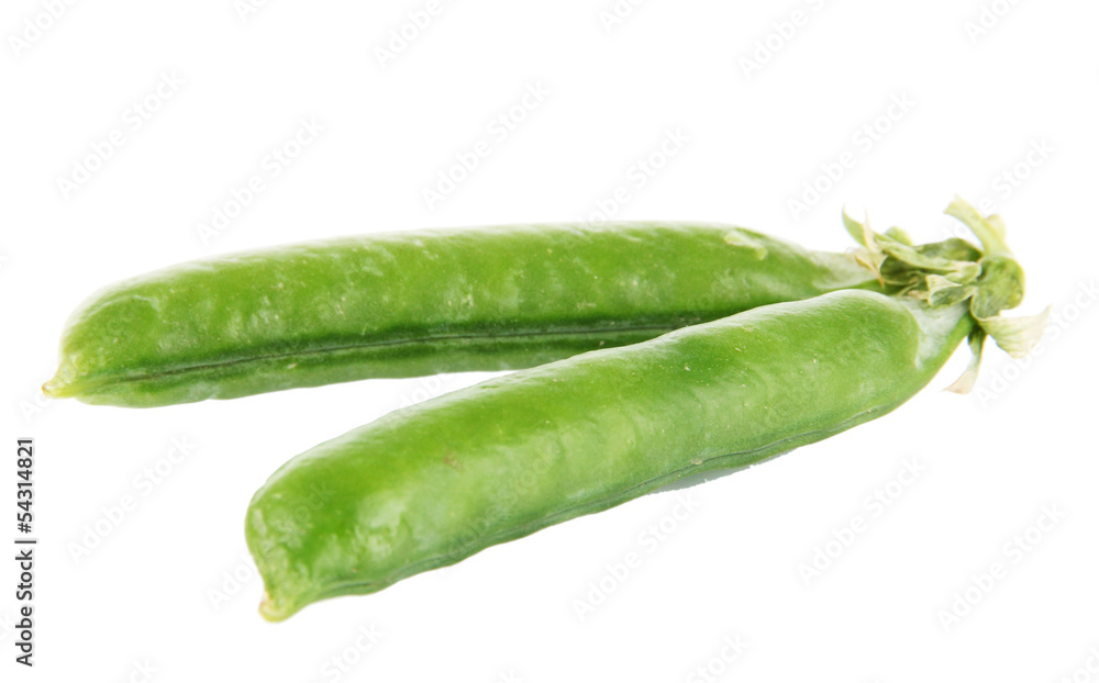 Sweet green peas isolated on white Sweet green peas isolated on white