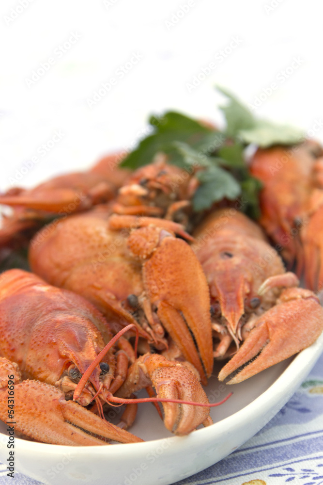 Crayfish crab crawfish red on a platter Crayfish crab crawfish red on a platter