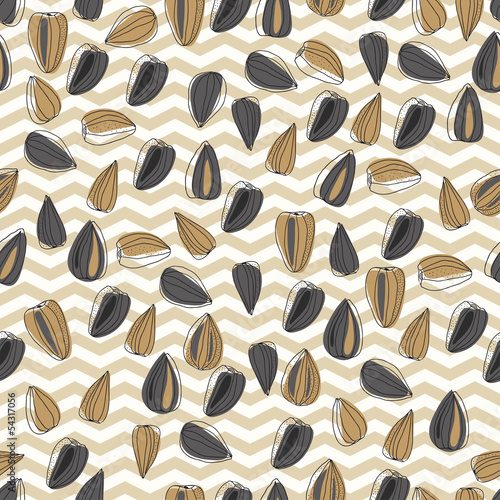 Seamless pattern with sunflower seeds