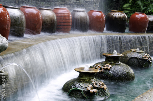 Garden water geysers in the park.