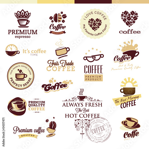 Set of icons and badges for coffee