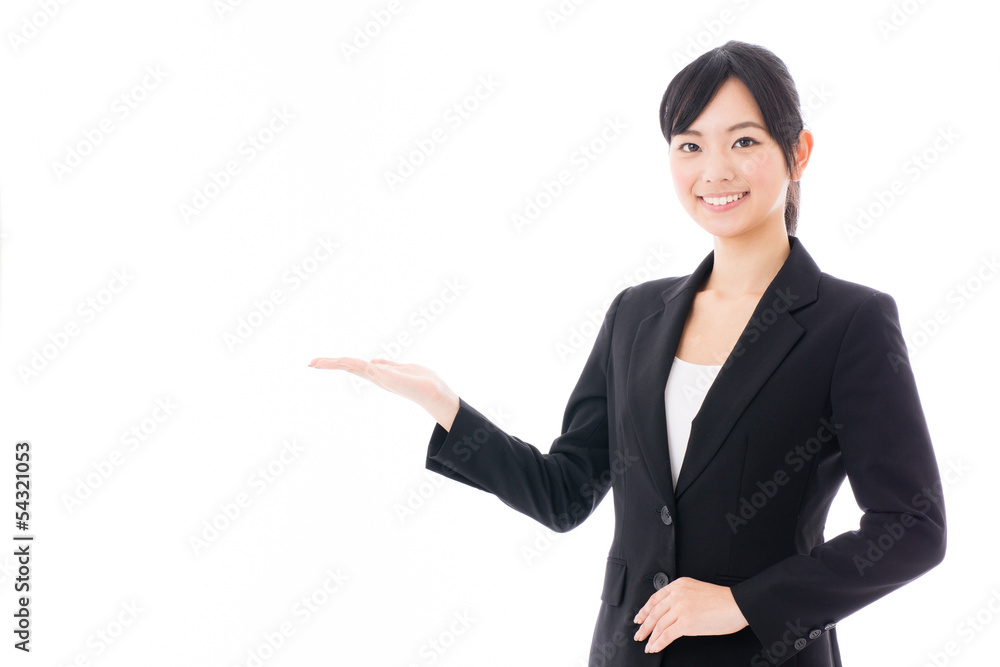 young asian businesswoman showing on white background young asian businesswoman showing on white background