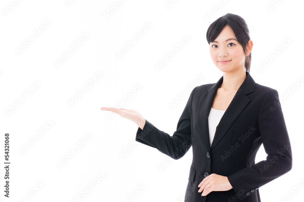 young asian businesswoman showing on white background young asian businesswoman showing on white background