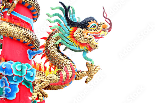 The Dragon statues in Chinese temple.