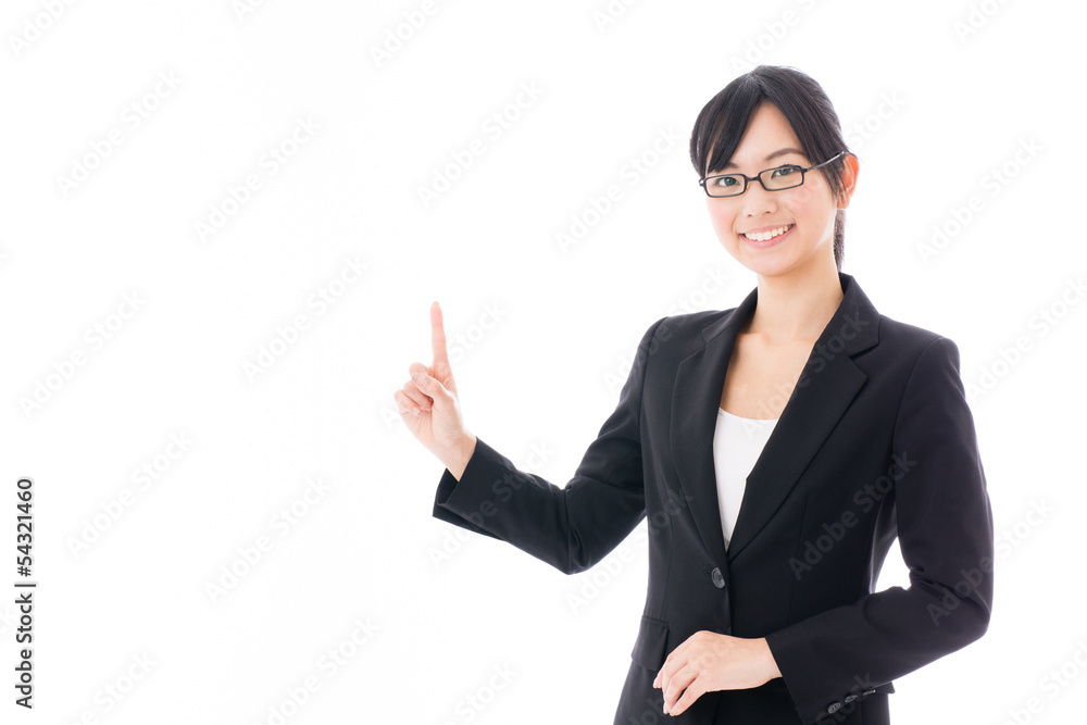 young asian businesswoman showing on white background young asian businesswoman showing on white background