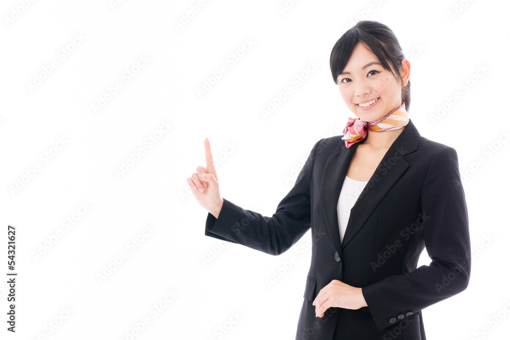 young asian businesswoman showing on white background young asian businesswoman showing on white background