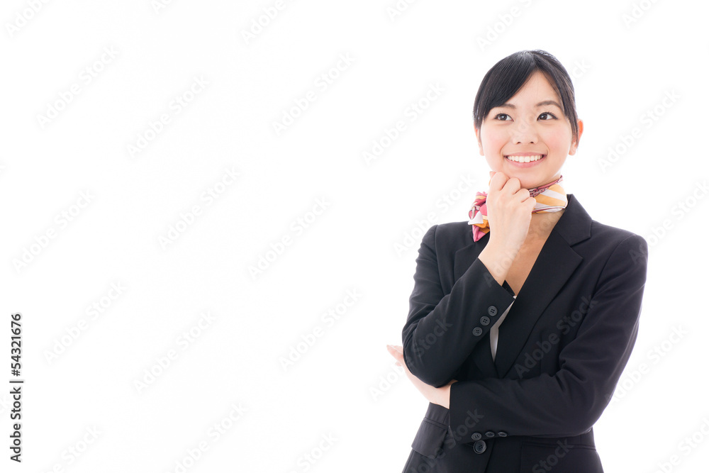 young asian businesswoman smiling on white background young asian businesswoman smiling on white background