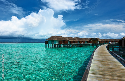 Beautiful beach with water bungalows