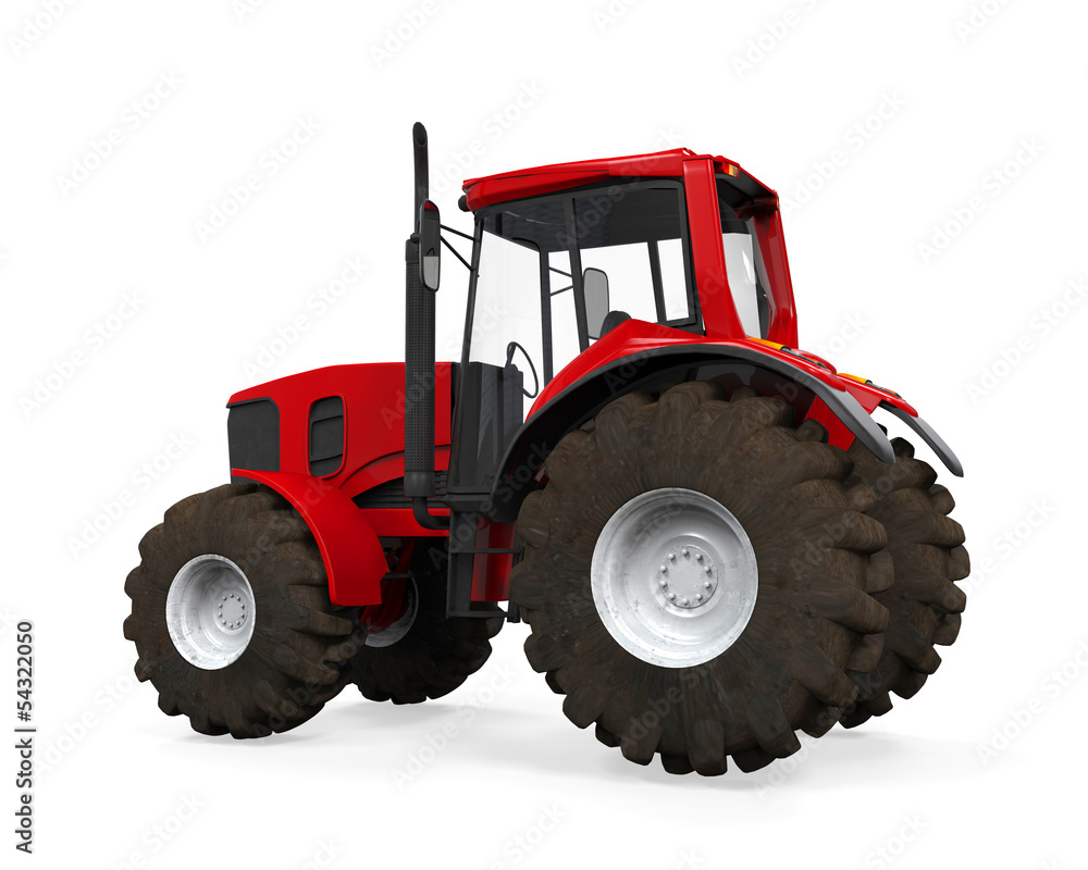 Obraz premium Red Tractor Isolated