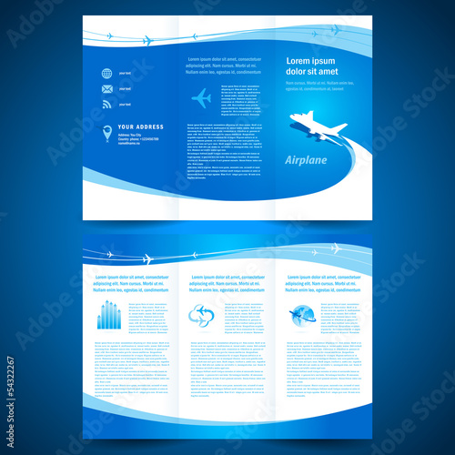 brochure folder leaflet airplane airline flight transportation l