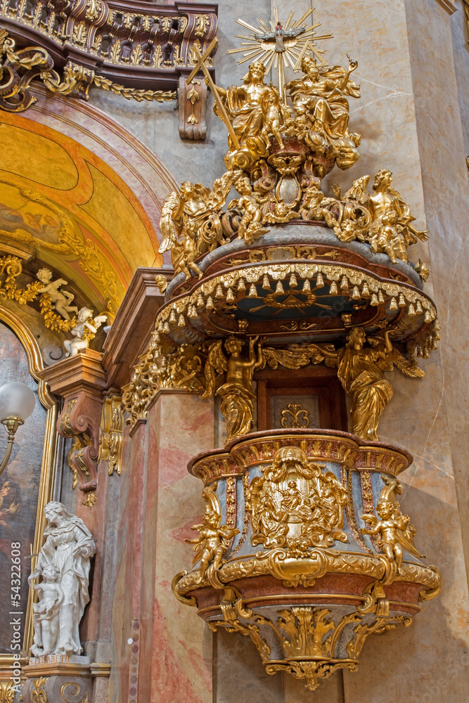 Vienna - Baroque pulpit in  st. Peter church