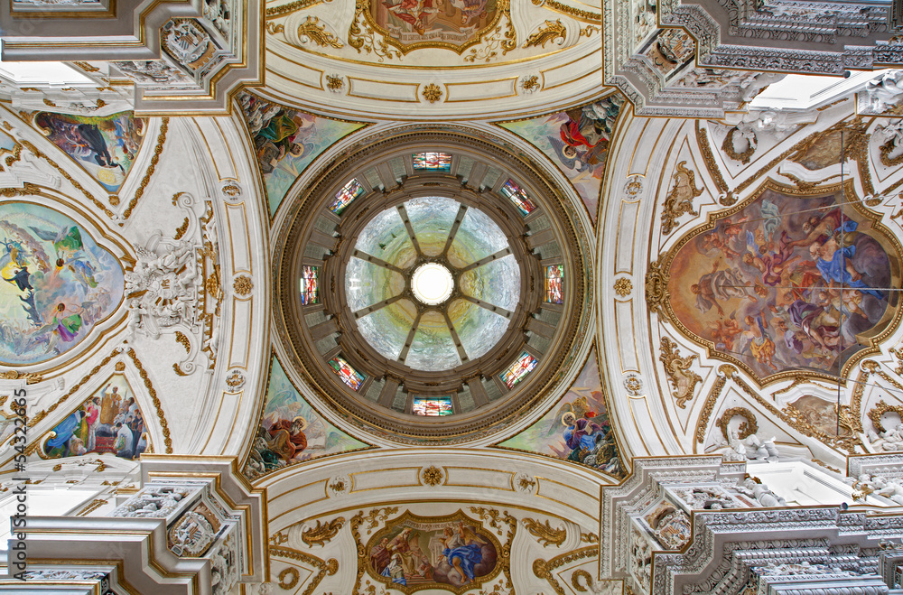 Palermo -  Cupola and ceiling of church La chiesa del Gesu