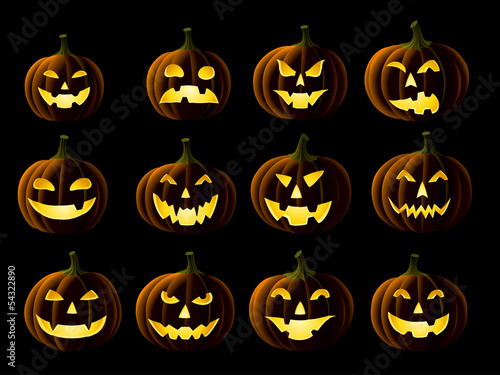 Jack-o-Lanterns on black