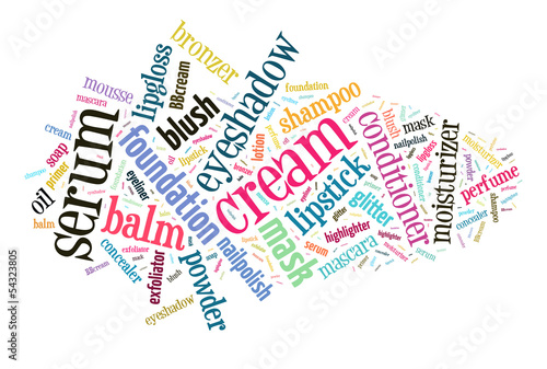Beauty products word cloud