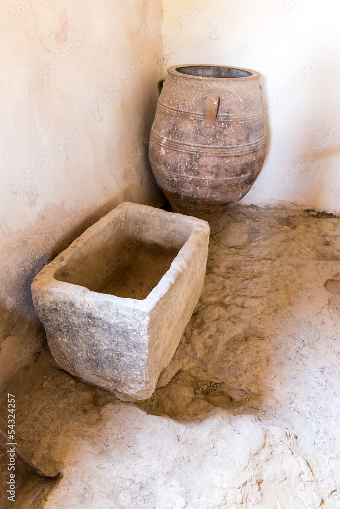 Old bathroom and toilet in Museum with artifacts