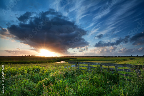 beautiful sunset over summer meadows