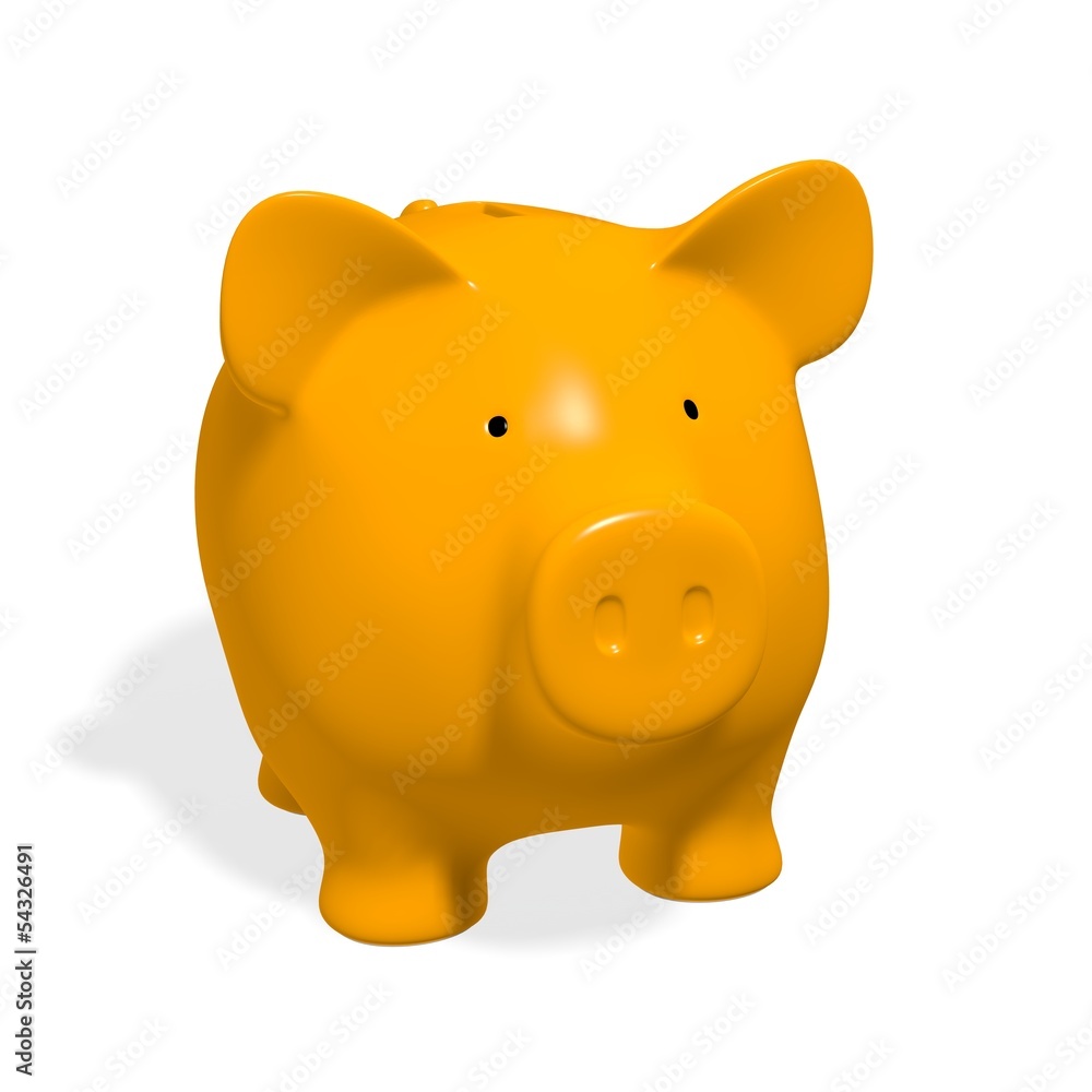 Piggy bank - orange pig on white background Piggy bank - orange pig on white background