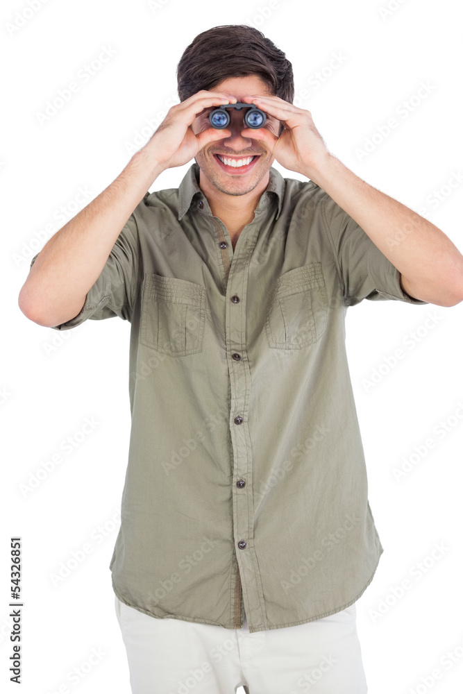 Man using binoculars Man using binoculars