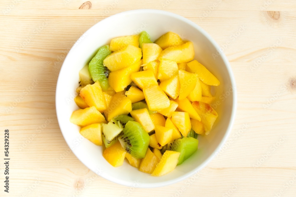 diet, healthy fruit salad in the white bowl - healthy breakfast diet, healthy fruit salad in the white bowl - healthy breakfast