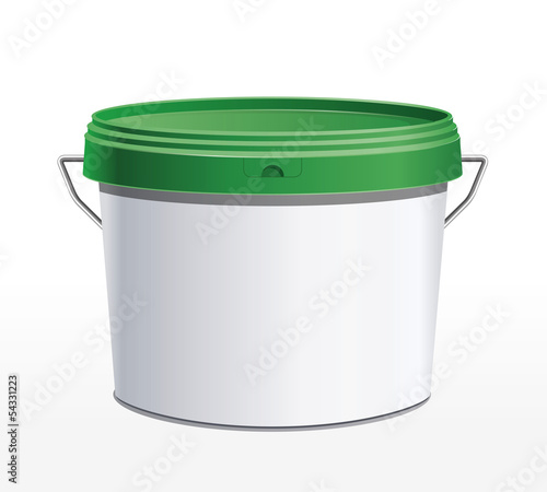 Seau plastique blanc - couvercle vert