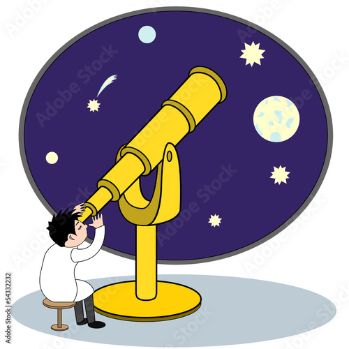 Astronomer with telescope