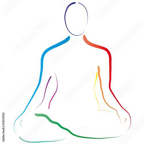 Lotussitz, Entspannung und Meditation im Yoga, Gesund leben mit Pilates, Achtsamkeit, Zufriedenheit, Gelassenheit, Heilung, retreat, Mantra - Logo, vektor, isoliert