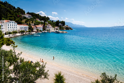 Fototapeta Naklejka Na Ścianę i Meble -  Beautiful Adriatic Beach and Lagoon with Turquoise Water near Sp