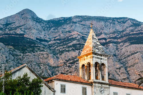 Medieval Bell Tower and Biokovo Mountains in the Background  Mak