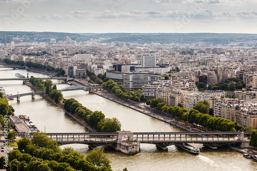 Aerial View on River Seine and Pont de Bir-Hakeim from the Eiffe