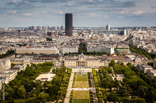 Canvastavla Aerial View on Champ de Mars from the Eiffel Tower, Paris, Franc