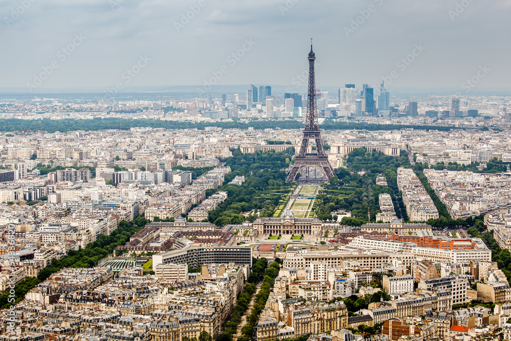 Aerial View on Champs de Mars and Eiffel Tower, Paris, France