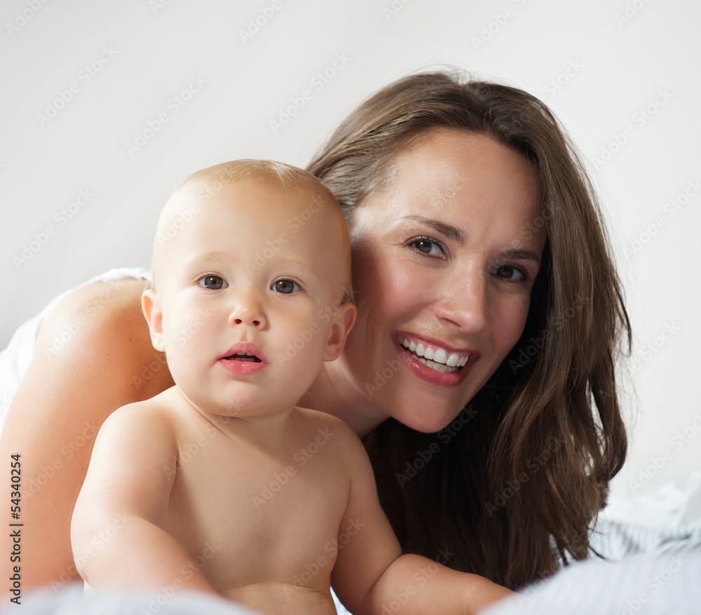 Portrait of a happy mother with her baby Portrait of a happy mother with her baby