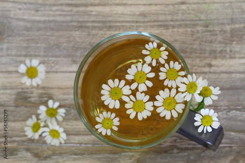 chamomile tea  chamomile flowers with copy space