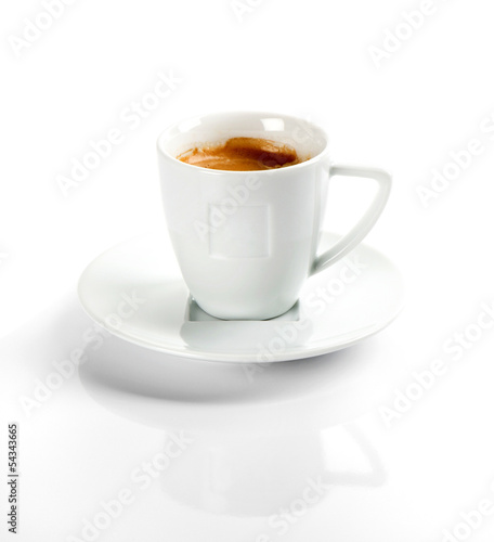 white cup of black coffee on white