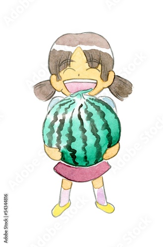 スイカを持つ女の子